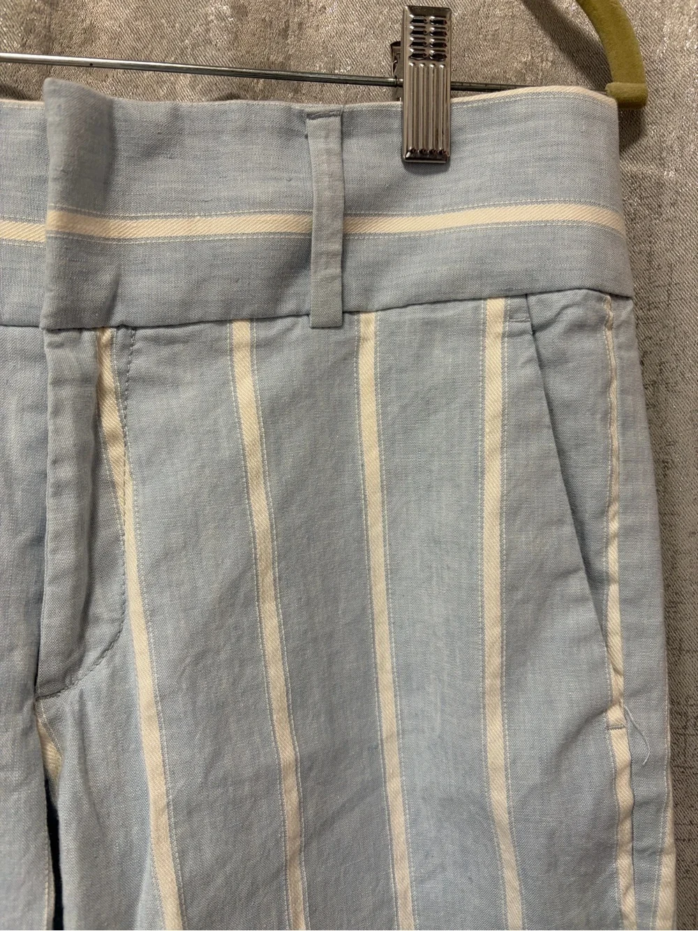Banana Republic Linen Blend Light Blue Vertical Stripe Chinos 4